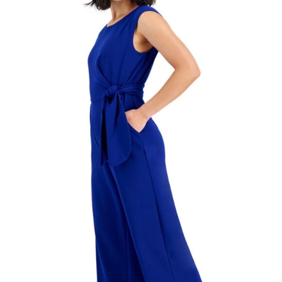 Tahari Round Neck Sleveless Side tie Cocktail Jumpsuit Size 12 - Picture 9 of 9